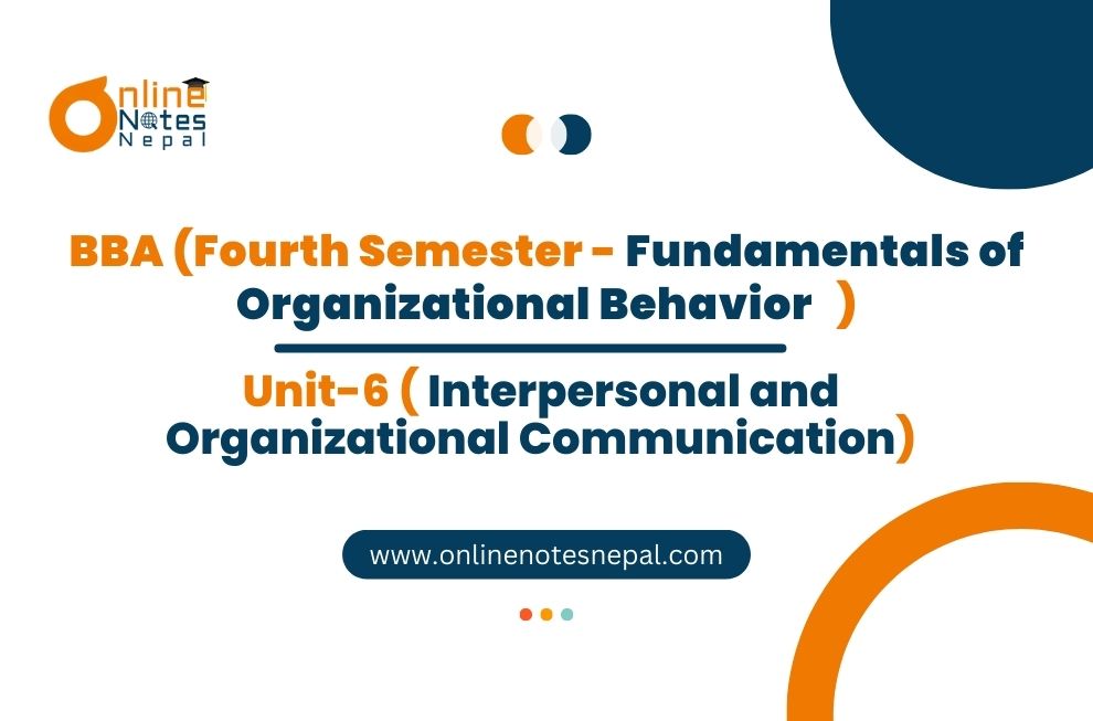 Unit VI: Interpersonal and Organizational Communication